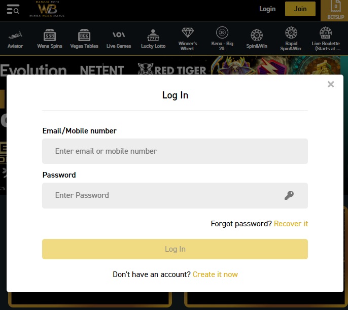 Wanejobets login